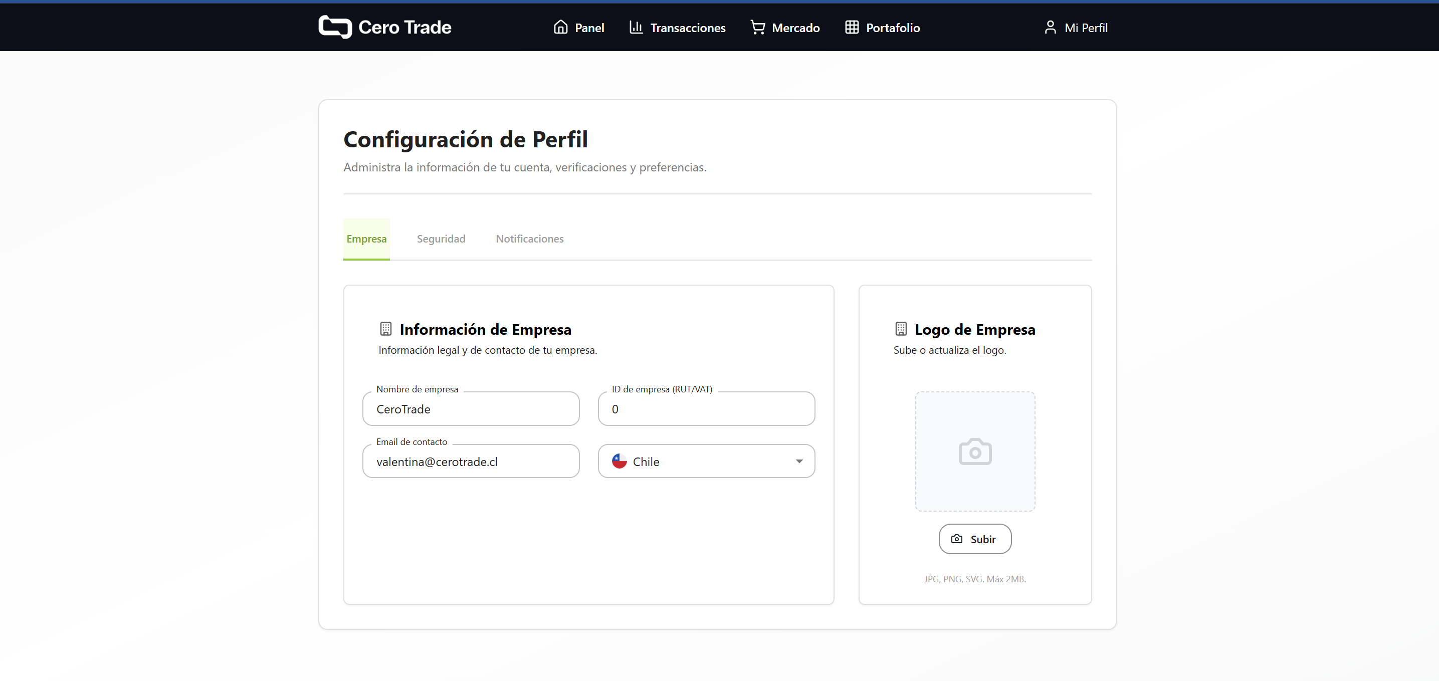 Configuración de Perfil